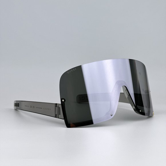 NEW Gucci GG1631S 013 Transparent Grey Multilayer Silver Shield Unisex Sunglasse - Picture 7 of 11